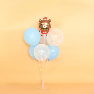 Christmas balloon stand kit with cute bear foil balloon and snowflake latex balloons