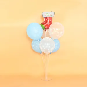 Christmas balloon stand kit with snowflake latex and festive stocking foil balloons