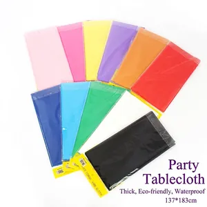Disposable PVC Tablecloth Waterproof Oilproof Solid Color Rectangle Party Table Cover For Birthday Banquet Events Wedding Picnic