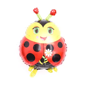 Large ladybug shaped foil balloon for insect themed birthday party decoration