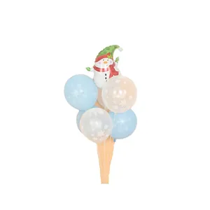 Christmas snowman foil and snowflake latex balloon decoration set with table stand