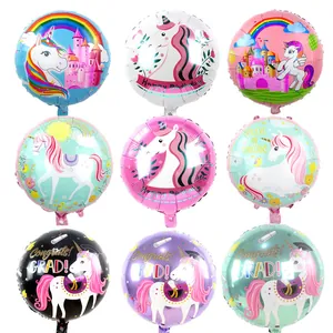 Set of nine 18-inch unicorn foil balloons for festive birthday and graduation parties