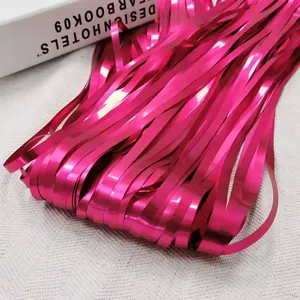 Vibrant magenta metallic foil tinsel curtain for festive party backdrop decoration 1x2m