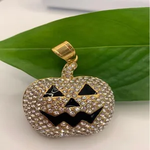 Collana con Ciondolo a Forma di Zucca di Halloween Jack-O-Lantern in Lega di Strass a Forma di Faccia da Fantasma per Gioielli da Festa Festivi