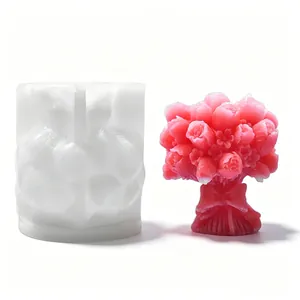 Moule en Silicone Bouquet de Tulipes en Relief 3D pour Savon Fait Main DIY Plâtre d'Aromathérapie Bougie Outil de Décoration de Gâteau