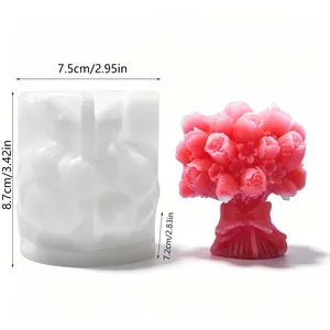 Détail du moule en silicone tulipe 3D avec dimensions précises pour la fabrication de savon