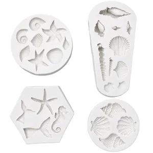 Ocean Shell Conch Silicone Mold For DIY Fondant Cake Decoration Marine World Series Shell Starfish Seahorse Silicone Baking Mold DIY Craft Ornament