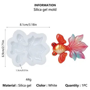 Detail showing goldfish silicone mold dimensions, weight, and simulation result