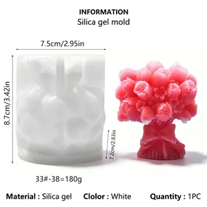 Dimensions détaillées du moule en silicone bouquet de tulipes 3D pour savon et bougies