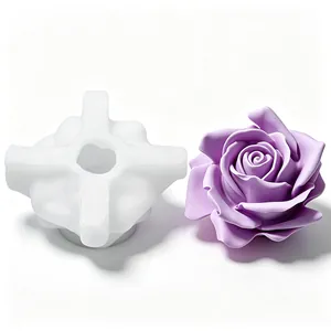 3D rose flower silicone mold for DIY scented candles with realistic petal details