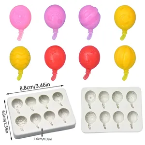 Detailed dimensions of 8-cavity balloon silicone mold for DIY crafts and cake decorating