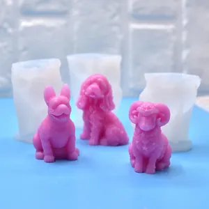 Bougies roses en forme d'animaux et moules en silicone pour le bricolage créatif