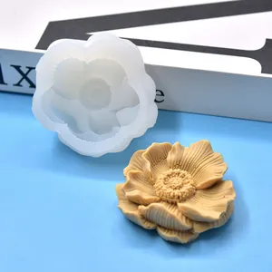 3D flower silicone mold for candle making and baking with detailed petal textures