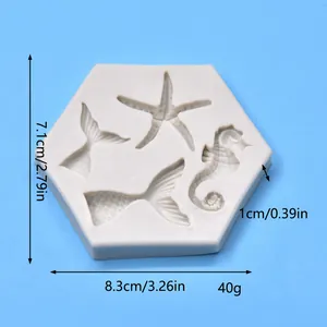 Ocean theme silicone mold for DIY crafts with 8.3x7.1x1cm dimensions and 40g weight.