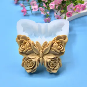 Stampo in silicone farfalla rosa con dettaglio sapone di cera