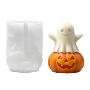 Halloween pumpkin ghost silicone mold for DIY scented candle making and plaster decor