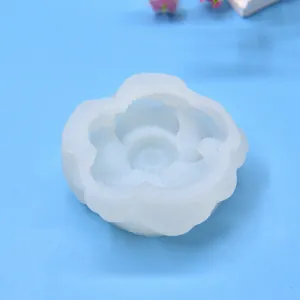 Macro detail of a 3D peony flower silicone mold showing intricate petal textures