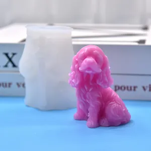 Moule en silicone détaillé pour chiot chien pour bougies DIY et artisanat en résine