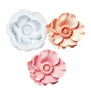 Detailed 3D flower silicone mold for handmade candles, resin crafts, and cake baking decoration