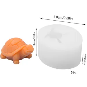Detailed view of turtle silicone mold with dimensions 5.8cm x 3.4cm x 4.8cm