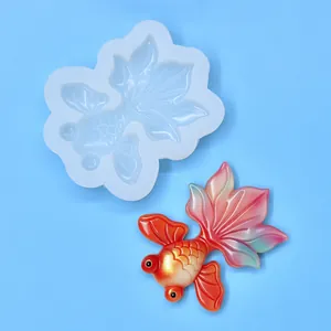 Handmade DIY simulation goldfish silicone mold for fondant cake and chocolate baking decoration