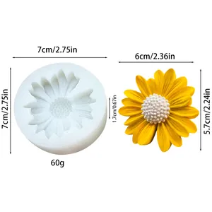 Molde de silicona margarita para velas DIY, diámetro 2,75 pulg y peso de 60 g.