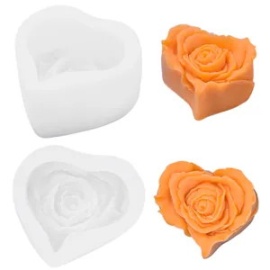 Herz Rose Blume Silikonform DIY Aromatherapie Kerze Handgemachte Seife Gips Harz Casting Handwerk Werkzeug Home Dekoration