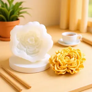 3D Rozenbloem Siliconen Vorm Voor DIY Geurkaars Gips Aromasteen Hars Gieten Mousse Taart Bakken Decoratieve Vorm