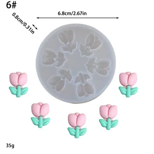 Detailed view of tulip silicone mold with 6.8cm diameter for baking and DIY crafts.