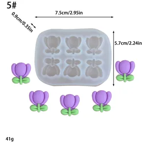 Silicone tulip flower mold for cake decorating and DIY crafts with precise measurements