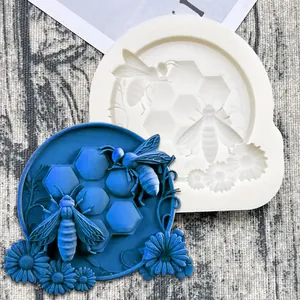 3D Bee Honeycomb Daisy Flower Silicone Mold For DIY Handmade Candle Soap Resin Crafting Relief Baking Cake Decoration Tool
