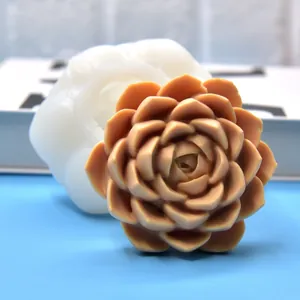 Detaillierte Ansicht der 3D-Sukkulentenblüten-Silikonform und des Wachshandwerks