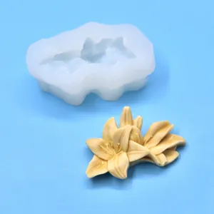 Detailed view of DIY 3D flower silicone mold with finished handmade plaster flowers