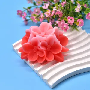 Close-up of a pink flower bouquet silicone mold for DIY candles and soap making