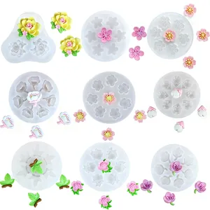 Molde de Silicona con Forma de Flor para Decoración de Pasteles Fondant Chocolate Aromaterapia Yeso Sakura Molde de Horneado