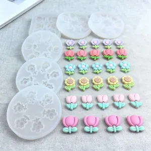DIY silicone flower molds for fondant and chocolate featuring sunflowers and tulips