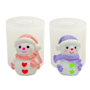 Stampo in Silicone 3D a Forma di Pupazzo di Neve di Natale per Candele Profumate Fai da Te Sapone Artigianale Gesso Resina Decorazione Invernale