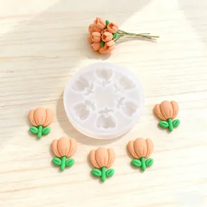 Mini tulip shaped silicone mold for DIY fondant cake, chocolate and resin clay crafts