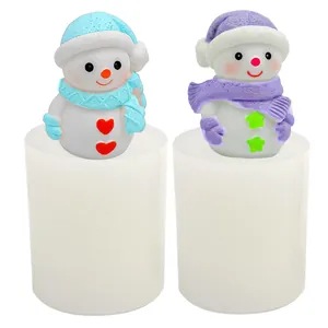 Stampo in silicone a forma di pupazzo di neve 3D per candele e saponi fatti a mano