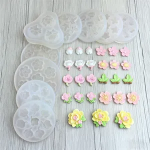 Moldes de silicona florales para decoraciones de pasteles y fondant DIY variadas