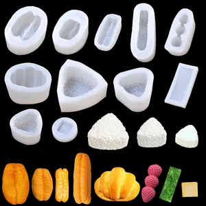 Realistic Food Shape Silicone Cake Mold Croissant Fried Dough Stick Rice Ball Strawberry Butter Shape DIY Baking Craft Mold