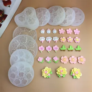 Set de moldes de silicona de flores para decoración de tartas de fondant