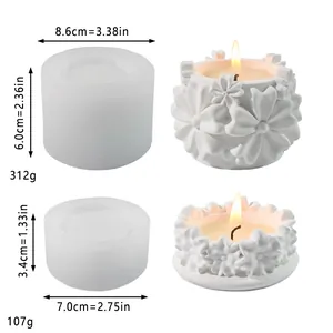 Detailed dimensions and weight specifications for five-petal flower candle holder molds