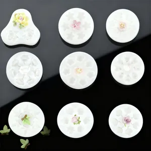 Juego de 9 moldes de silicona florales 3D para fondant, chocolate y artesanía DIY