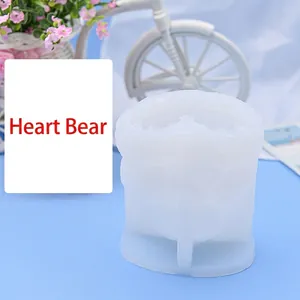 3D Bear Silicone Cake Mold Cute Heart Bow Flower Bear Shape DIY Baking Tool For Resin Plaster Candle Soap Making Home Kitchen
