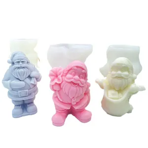 3D Santa Claus Silicone Mold For DIY Handmade Candle Soap Fondant Making Christmas Theme Crafting Resin Casting Baking Mold