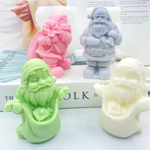 Creative Santa Claus silicone molds for DIY Christmas candles and soaps in various colors