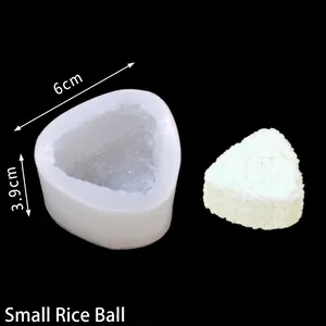 Macro view of small triangular rice ball silicone mold with dimensions 6cm and 3.9cm