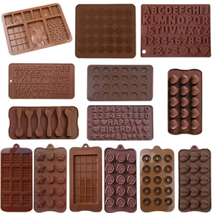 Brown Silicone Chocolate Cake Molds Flower Heart Letter Number Shapes For DIY Baking Candy Ice Cube Wax Melt Tools