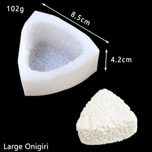Close-up of large triangle rice ball silicone mold with dimensions 8.5cm and 4.2cm